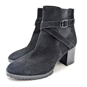 Blondo Tamzin Waterproof Bootie Almond Toe Women's Black Suede Size US9.5M EU40